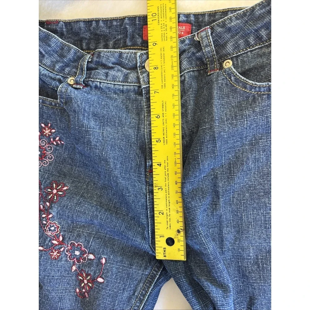 Y2K Vtg Faded Glory Girls Jeans Size 12‎ Embroidered Flowers Stretch Bootcut